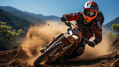Close-up action shot of motor cross motorcyclist. Extreme sport concept.