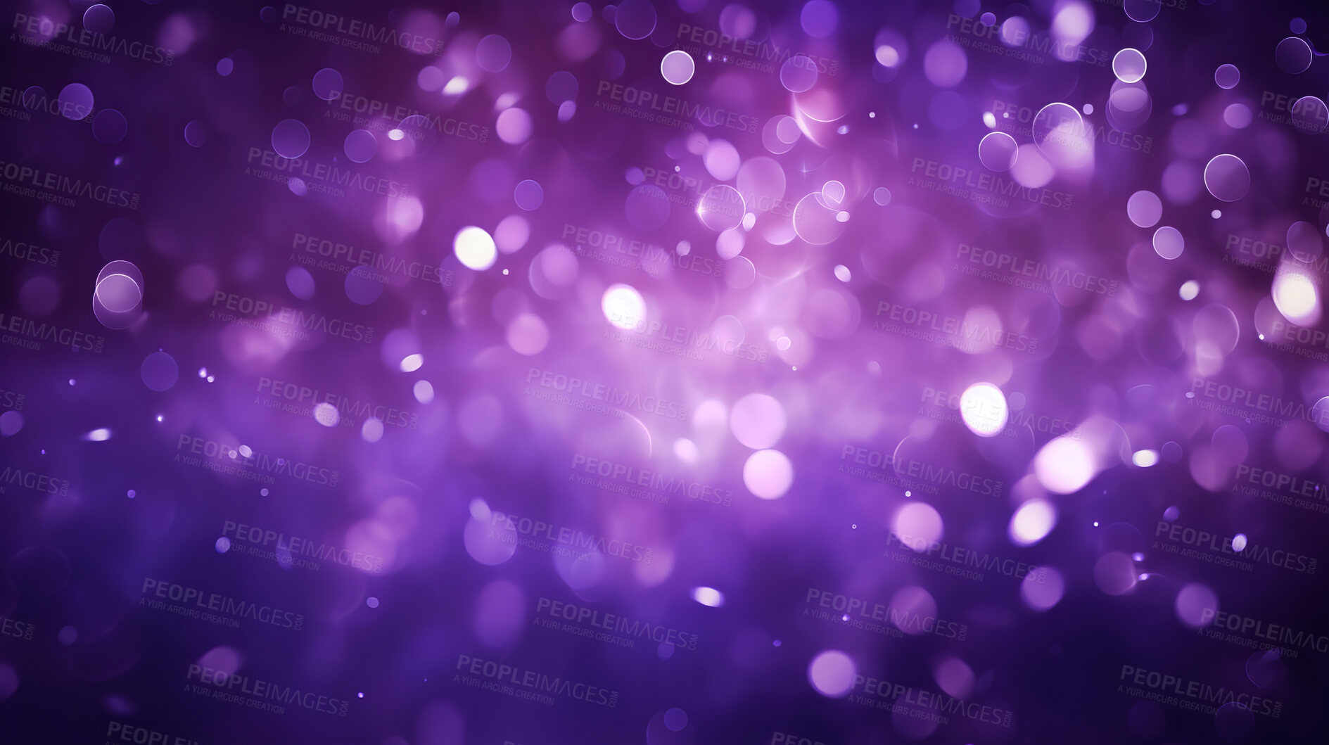 Buy stock photo Purple glitter glow particle bokeh background. Festive celebration wallpaper concept