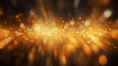 Buy stock photo Gold glitter glow particle bokeh background. Festive celebration wallpaper concept