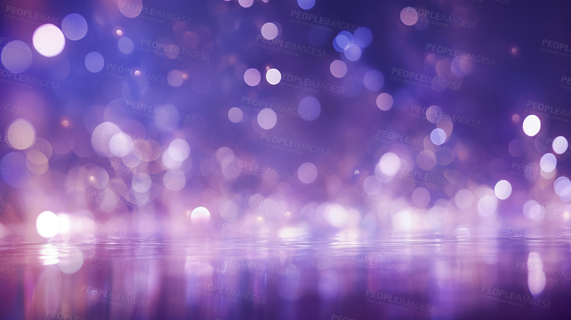 Buy stock photo Purple glitter glow particle bokeh background. Festive celebration wallpaper concept