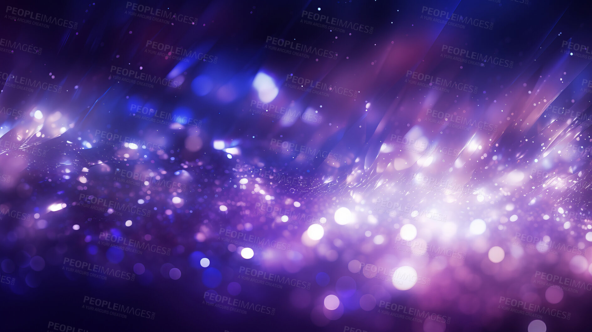 Buy stock photo Purple glitter glow particle bokeh background. Festive celebration wallpaper concept