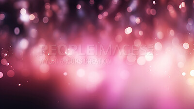 Buy stock photo Pink glitter glow particle bokeh background. Festive celebration wallpaper concept