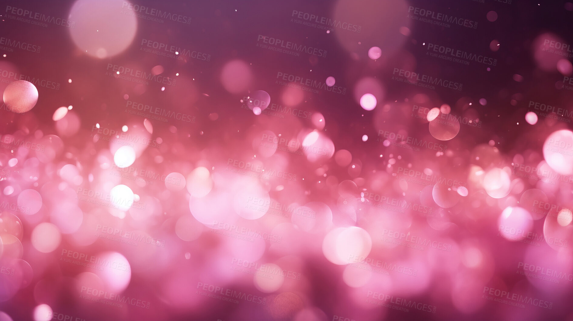 Buy stock photo Pink glitter glow particle bokeh background. Festive celebration wallpaper concept