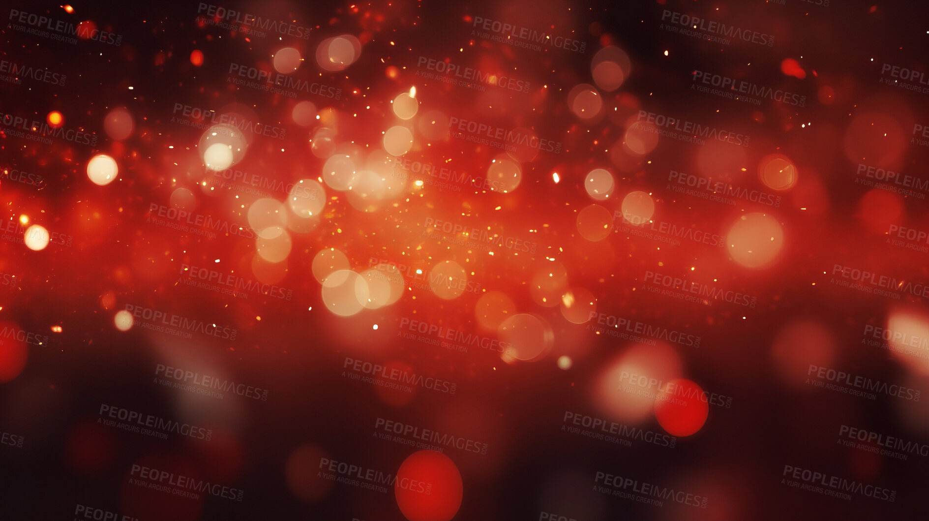 Buy stock photo Red glitter glow particle bokeh background. Festive celebration wallpaper concept