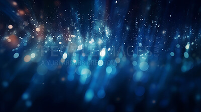 Buy stock photo Blue glitter glow particle bokeh background. Festive celebration wallpaper concept