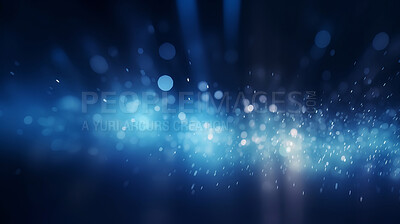 Buy stock photo Blue glitter glow particle bokeh background. Festive celebration wallpaper concept