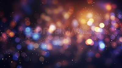 Gold and blue glitter glow particle bokeh background. Festive celebration wallpaper concept