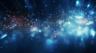 Blue glitter glow particle bokeh background. Festive celebration wallpaper concept