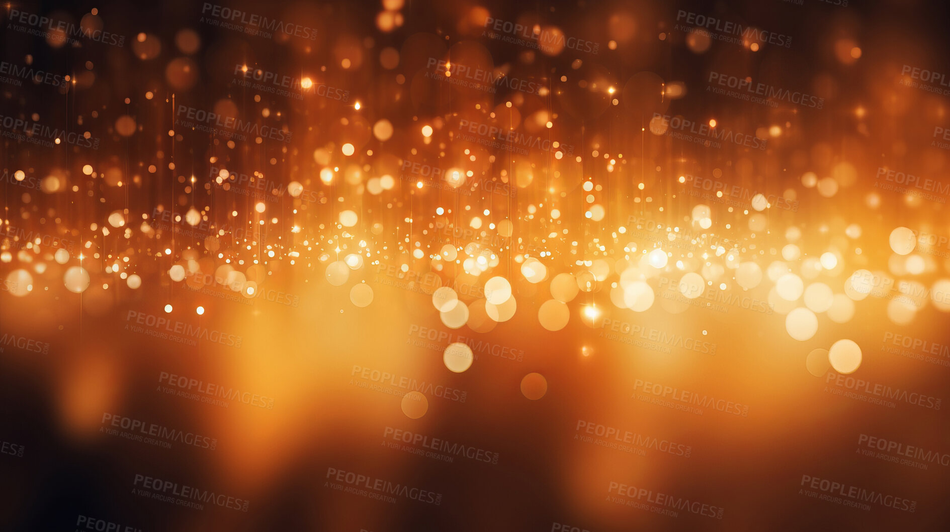 Buy stock photo Gold and red glitter glow particle bokeh background. Festive celebration wallpaper concept