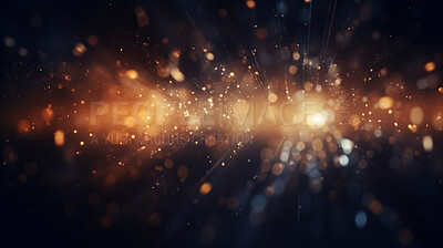 Buy stock photo Gold glitter glow particle bokeh background. Festive celebration wallpaper concept