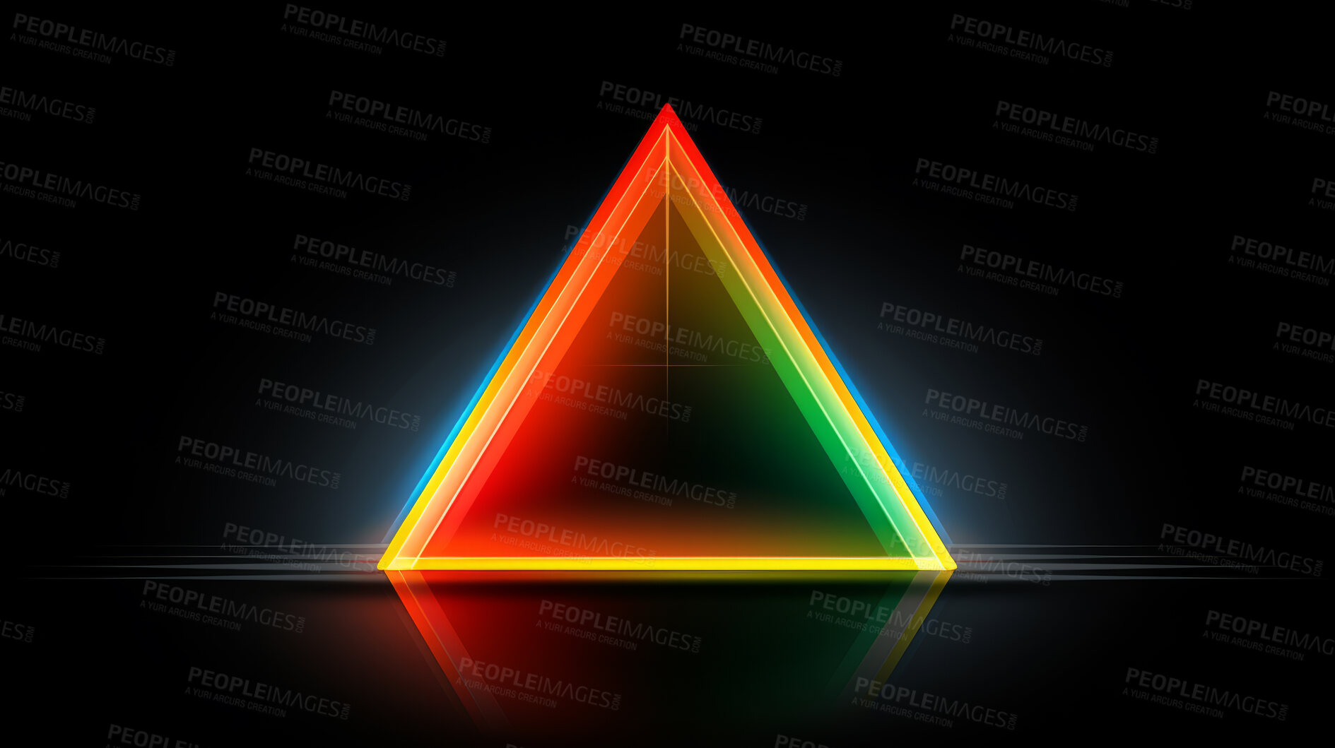 Buy stock photo Triangle rainbow prism light effect. Background overlay pattern design.