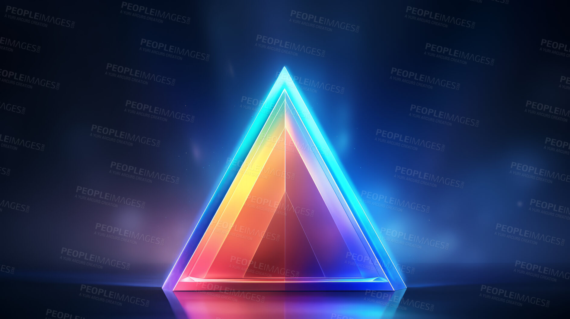 Buy stock photo Triangle rainbow prism light effect. Background overlay pattern design.