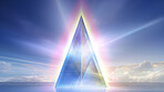 Triangle rainbow prism light effect. Background overlay pattern design.