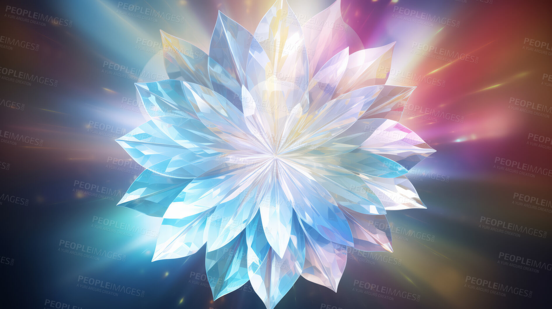 Buy stock photo Crystal flower prism light effect. Background overlay pattern design.