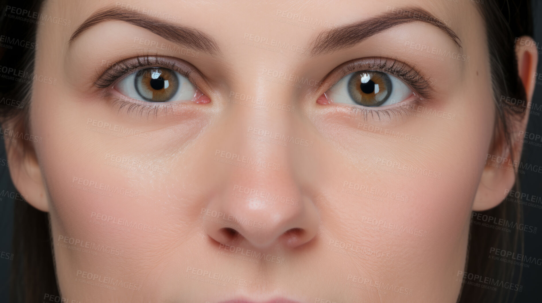 Buy stock photo Close-up of eyes, pores or fine lines and wrinkles. Beauty treatment and skin health