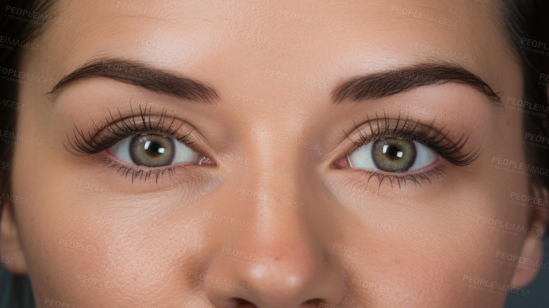 Buy stock photo Close-up of eyes, pores or fine lines and wrinkles. Beauty treatment and skin health