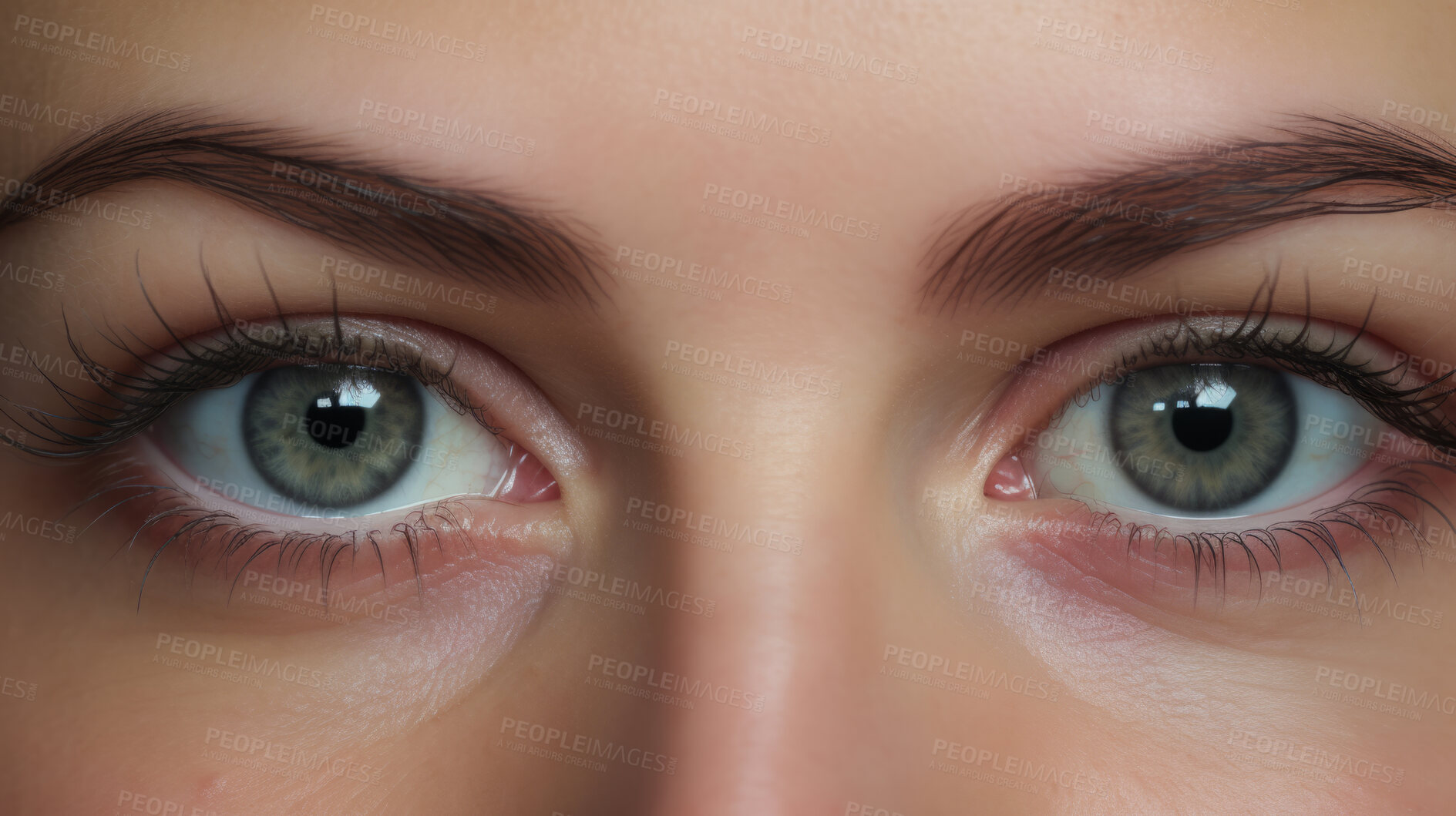 Buy stock photo Close-up of eyes, pores or fine lines and wrinkles. Beauty treatment and skin health