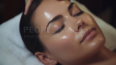 Relaxed woman receiving beauty treatment at a beauty salon. Beautiful radiant skin