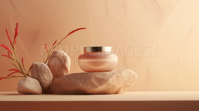 Modern skin moisturiser jar with rock texture. Eco friendly or recycled product
