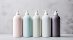 Plastic hand-wash or shampoo bottles. Blank empty colorful bottles for branding