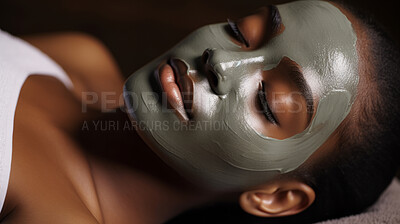 Woman wearing mask on face in spa beauty salon. Relaxed woman, skin beauty treatment