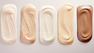 Buy stock photo Foundation samples or swatch. Skin beauty or make-up product for different skin tones