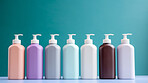 Plastic hand-wash or shampoo bottles. Blank empty colorful bottles for branding