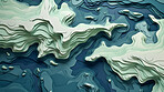 Abstract topographic map landscape. Paper cutout style of mountain and river