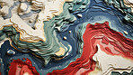 Abstract topographic map landscape. Paper cutout style of mountain and river