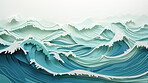 Abstract topographic style waves. Paper cutout art style of of rough sea or ocean waves