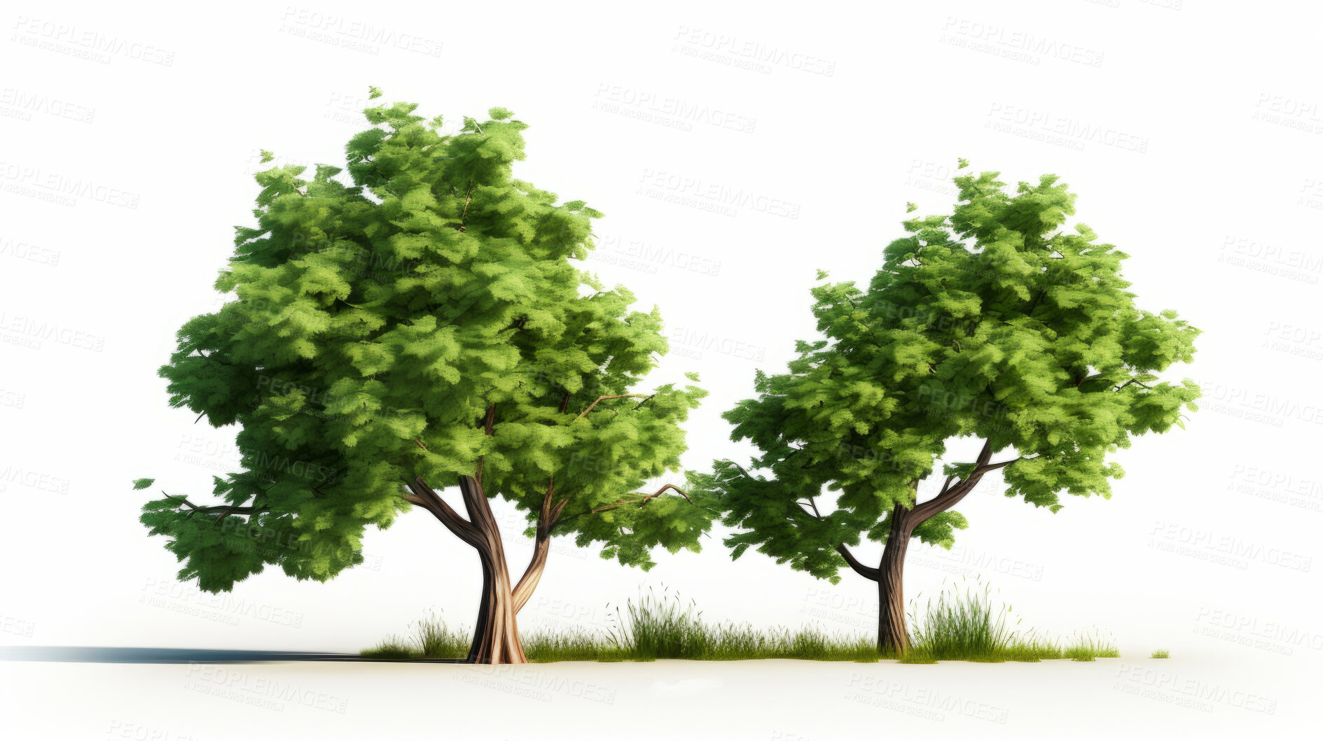 Buy stock photo Trees isolated on a white background. Eco-friendly and world earth day concept