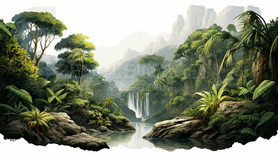 Illustration or rainforest or jungle on a white background. Design element or background