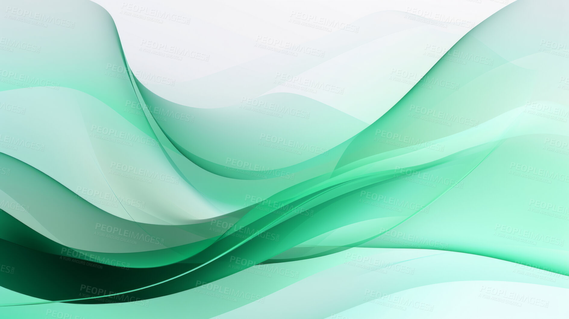 Buy stock photo Green abstract wave flow design element. Green energy background or wallpaper