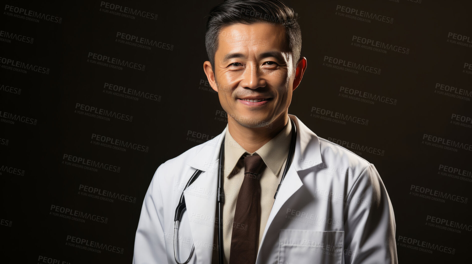 Buy stock photo Studio shot of smiling , happy asian doctor. Medical concept.