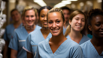 Buy stock photo Group of medical staff posing for photo. Group portrait. Medical staff concept.