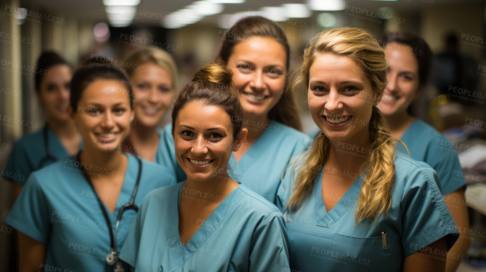 Buy stock photo Group of medical staff posing for photo. Group portrait. Medical staff concept.