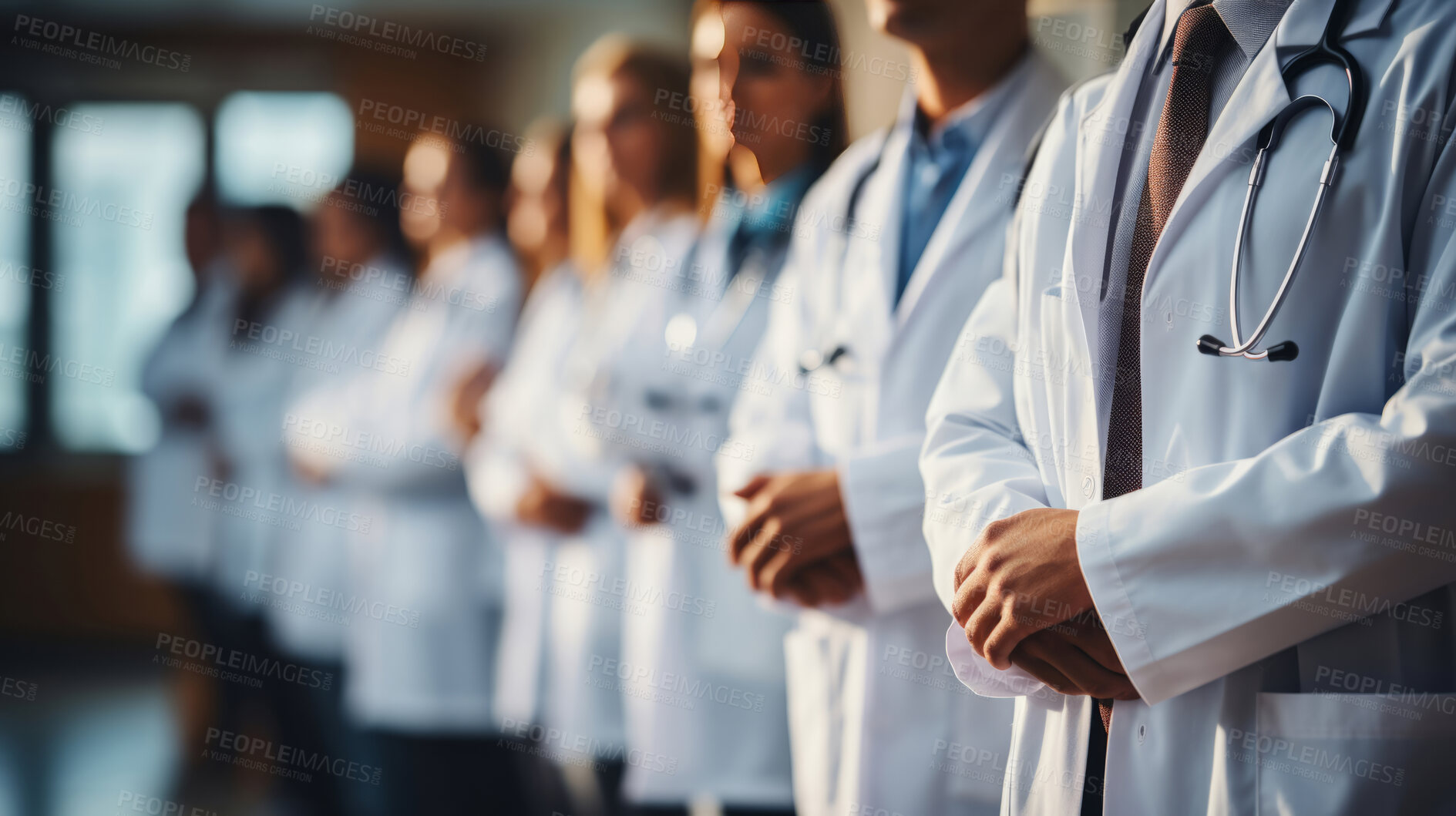 Buy stock photo Portraits doctors standing in a row. Doctors meeting concept.