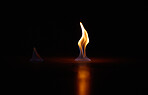 Flame, heat and fire start with black background with sparks, smoke and light from burning in studio. Fuel, flare and glow from thermal power and art in the dark with creativity and inferno with burn