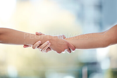 Buy stock photo Unity, hands and people for welcome to partnership, onboarding and collaboration in deal. Greeting gesture, networking or agreement by thank you for introduction, trust synergy or meeting together