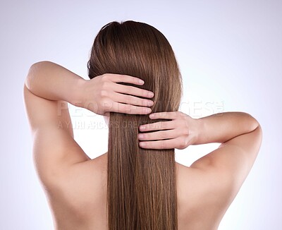 Back Hair Beauty Model Woman Studio Brown Background Natural