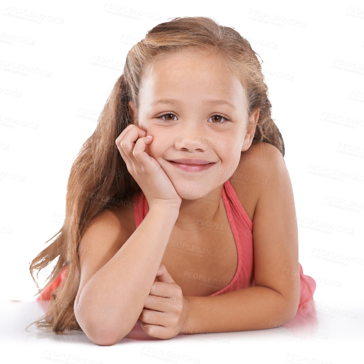 Buy stock photo Child, girl and smile portrait for fashion or trendy style, isolated on transparent png background. Female person, face and happy for relax confidence or cool clothes for kindergarten, school or play