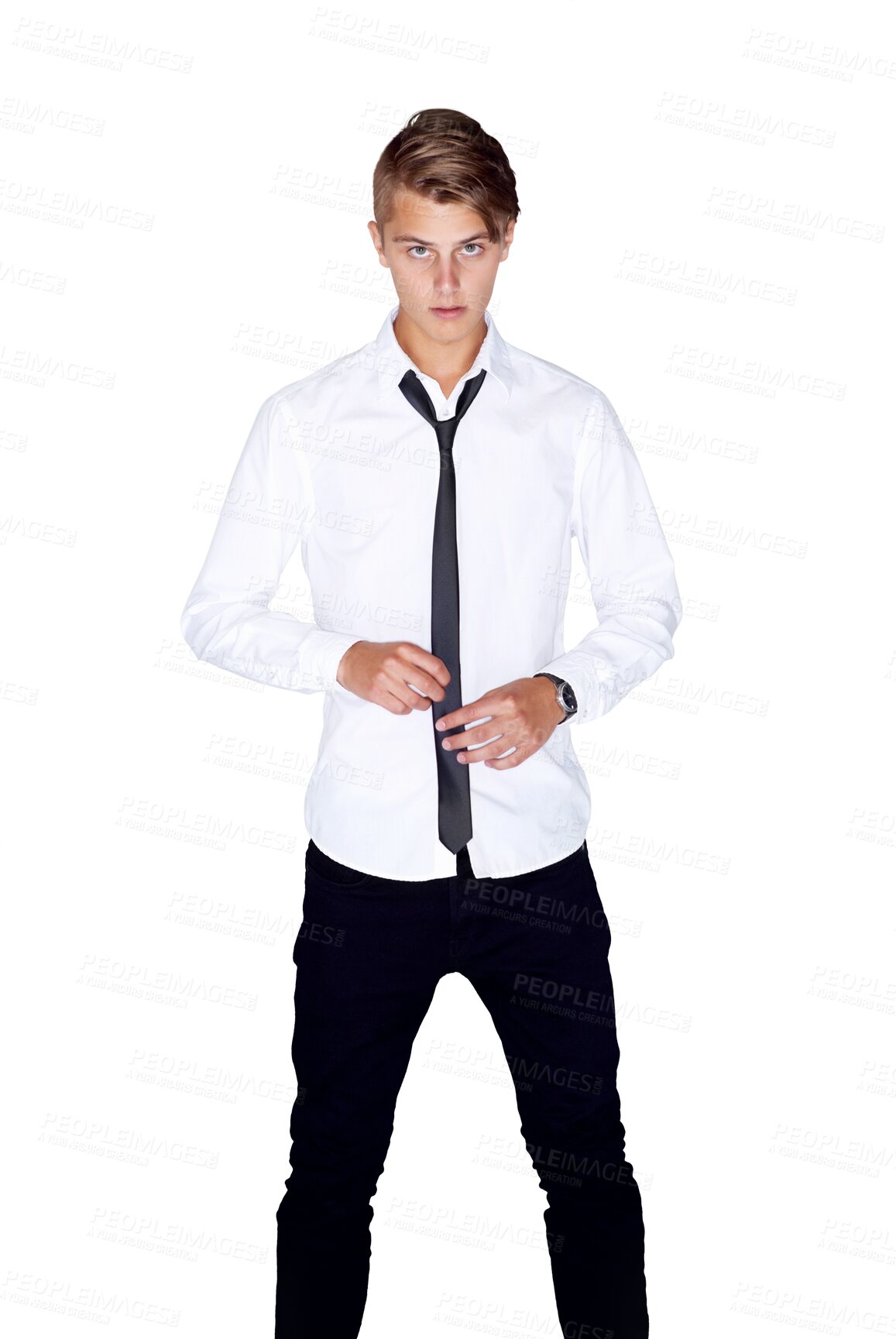 Buy stock photo Business man in shirt and portrait for professional event, fashion and style isolated on a transparent png background. Serious person, young worker or model with stylish clothes for career or job