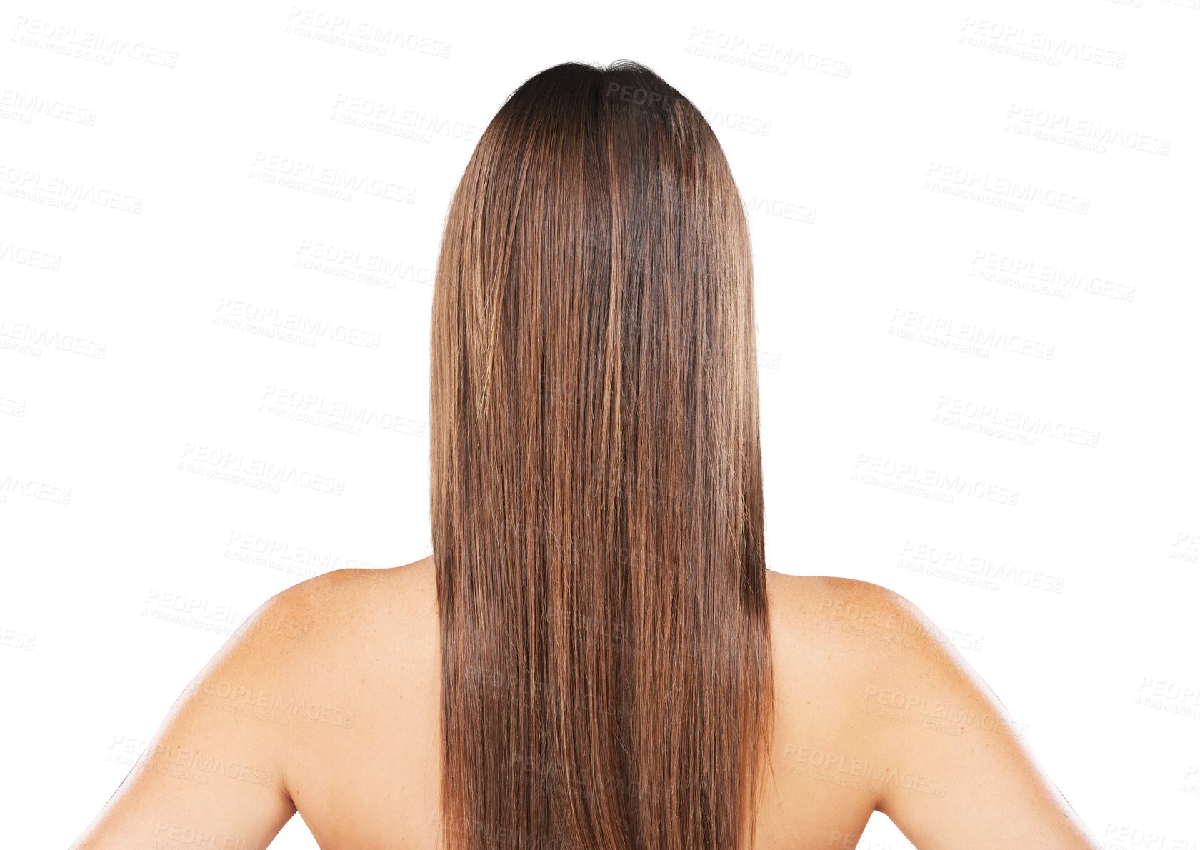 Buy stock photo Back of woman, beauty and straight hair, health and care isolated on a transparent png background. Natural hairstyle, rear view and cosmetics in salon treatment, hairdresser or keratin for wellness