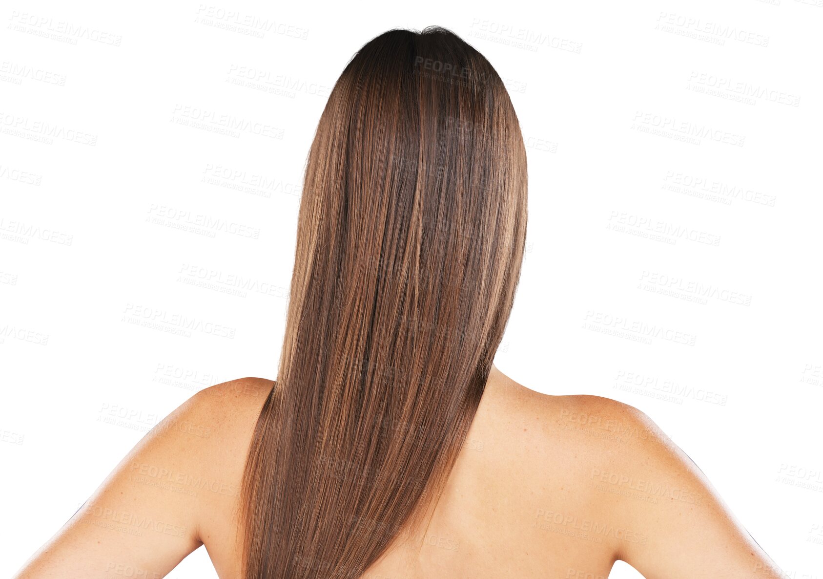 Buy stock photo Back of woman, beauty and straight hair, care and health isolated on a transparent png background. 
Natural hairstyle, rear view and cosmetics in salon treatment, hairdresser or keratin for wellness