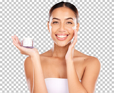 Beauty, skincare and face cream for woman with dermatology produ