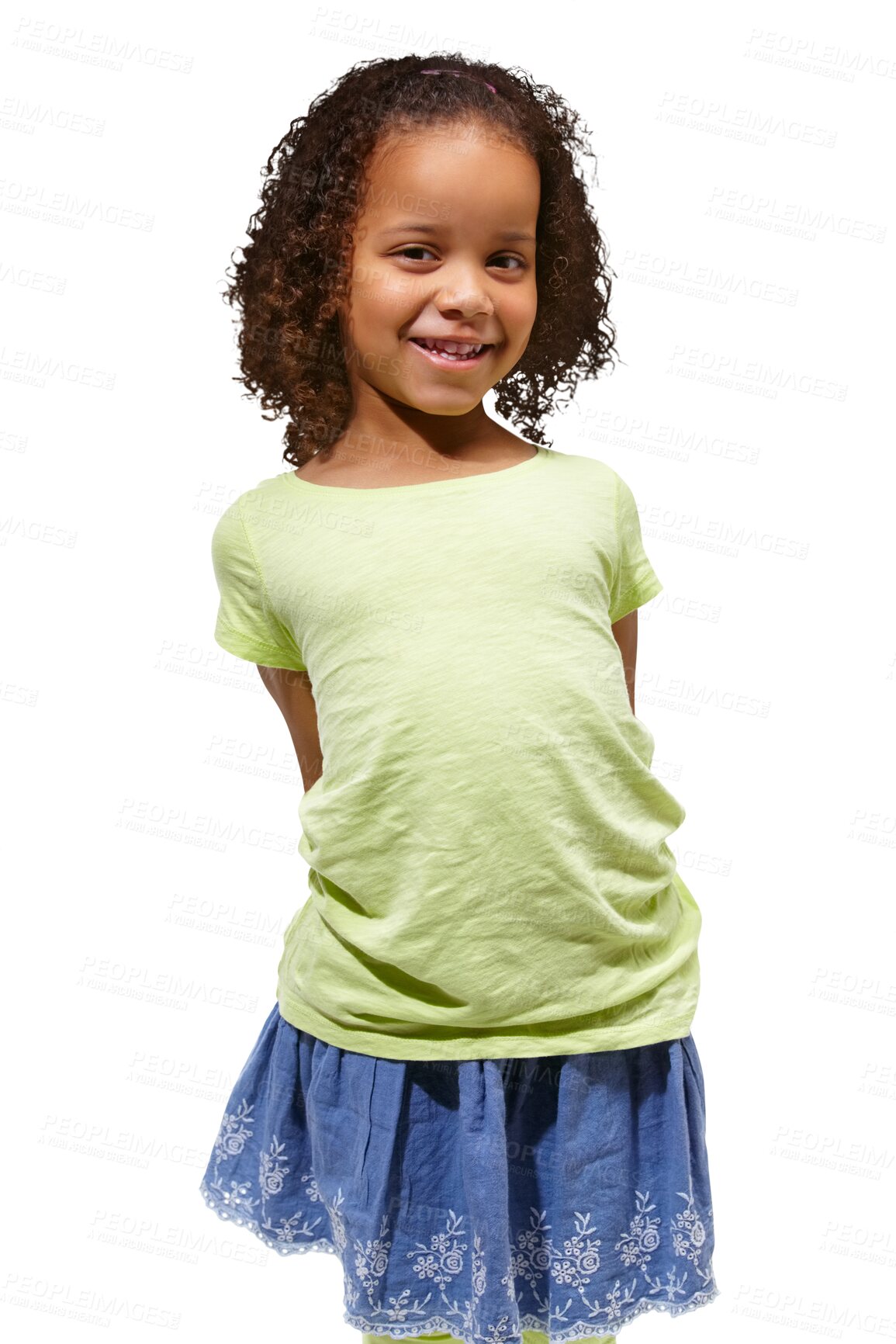 Buy stock photo Portrait smile and black girl with beauty, confidence or kids fashion isolated on a transparent background. Person, model or child with happiness, relax with childhood, style 
or cute with joy or png