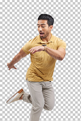 Buy stock photo Dance, movement and man with freedom, energy and performance with comedy and music. Creative, balance and happy with confidence of excited male dancer isolated on a transparent, png background