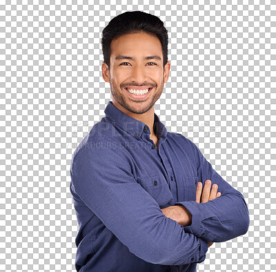 Buy stock photo Business man, consultant and portrait smile for confident worker, isolated on transparent png background. Asian person, positive and face for company pride as management career, corporate or happy