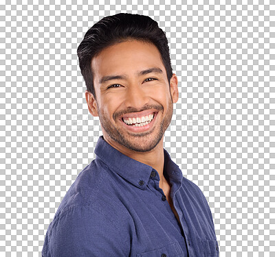 Buy stock photo Businessman, consultant and portrait smile for confident worker, isolated on transparent png background. Asian person, positive or face as company pride as management career, corporate or job style