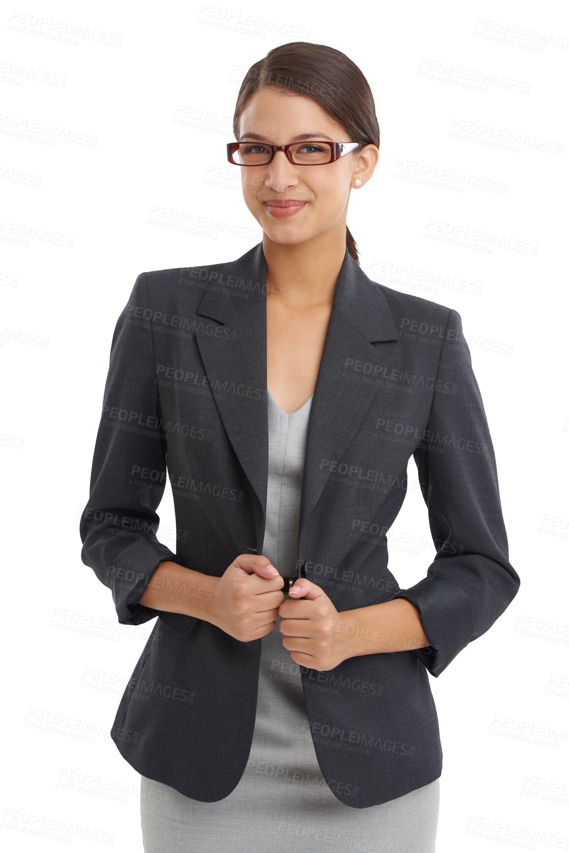 Buy stock photo Portrait, confidence and business woman in glasses for corporate career, consultant or agent. Lawyer, employee and professional, expert and advocate in Brazil isolated on a transparent png background